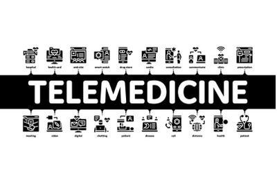 Telemedicine Treatment Minimal Infographic Banner Vector Flat