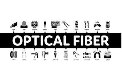 Optical Fiber Cable Minimal Infographic Banner Vector