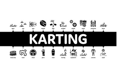 Karting Motorsport Minimal Infographic Banner Vector Flat