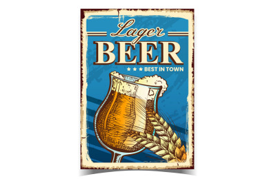 Lager Beer Creative Advertising Banner Vector