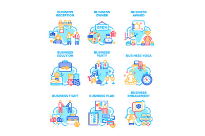 Business Solution Set Icons Vector Illustrations