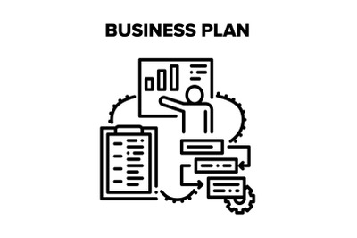 Business Plan Vector Black Illustrations