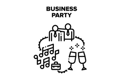 Business Party Vector Black Illustrations