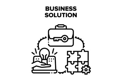 Business Solution Strategy Vector Black Illustrations