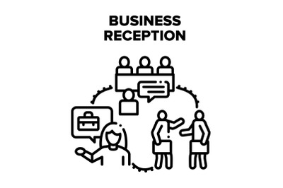 Business Reception Office Vector Black Illustrations