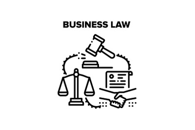 Business Law Vector Black Illustrations