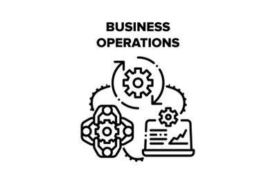 Business Operations Process Vector Black Illustrations