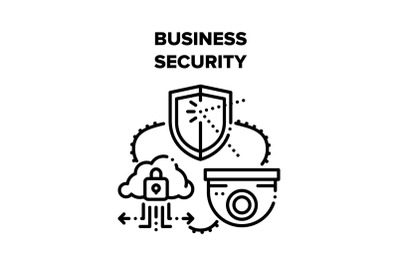 Business Security Technology Vector Black Illustrations