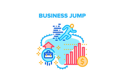 Business Jump Vector Concept Color Illustration