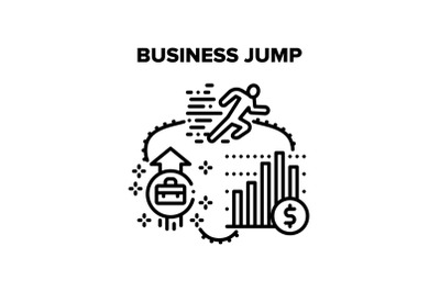 Business Jump Vector Black Illustrations