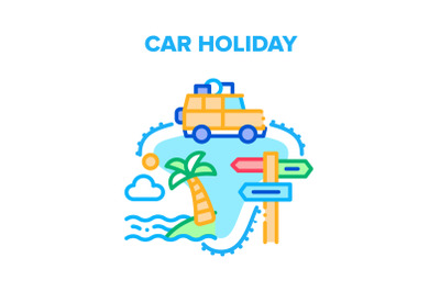 Car Holiday Vector Concept Color Illustration