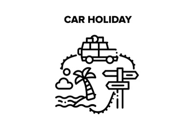 Car Holiday Vector Black Illustrations