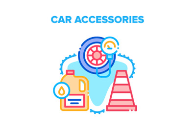 Car Accessories Vector Concept Color Illustration