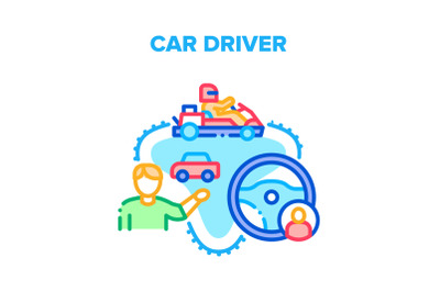 Car Driver Racer Vector Concept Color Illustration