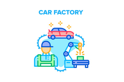 Car Factory Vector Concept Color Illustration