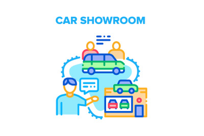 Car Showroom Vector Concept Color Illustration