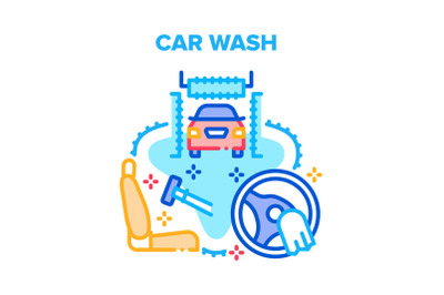 Car Wash Service Vector Concept Color Illustration