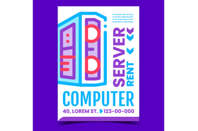 Computer Rent Server Promotional Banner Vector