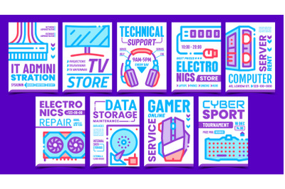 Computer Collection Promotion Posters Set Vector