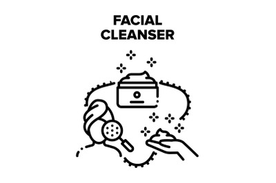 Facial Cleanser Vector Black Illustrations