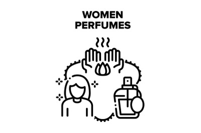 Women Perfumes Vector Black Illustrations