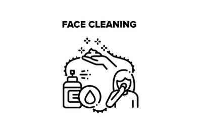 Face Cleaning Vector Black Illustrations