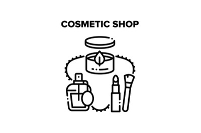 Cosmetic Shop Vector Black Illustrations