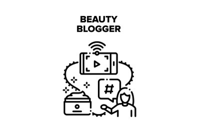 Beauty Blogger Vector Black Illustrations