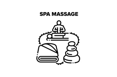 Spa Massage Vector Black Illustrations