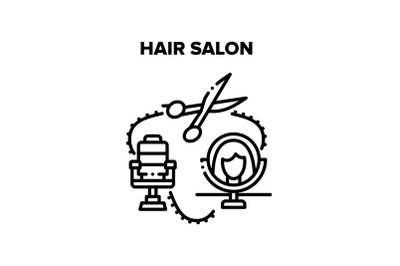 Hair Salon Treat Vector Black Illustrations