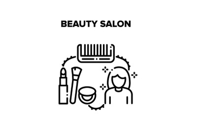 Beauty Salon Vector Black Illustrations