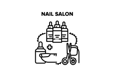 Nail Salon Treat Vector Black Illustrations