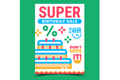 Super Birthday Sale Creative Promo Banner Vector