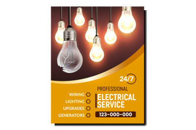 Electrical Service Maintenance Promo Banner Vector