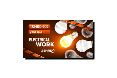 Electrical Work Service Promotional Poster Vector