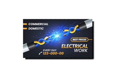 Electrical Work Best Prices Promo Banner Vector