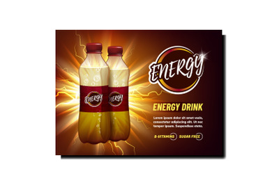 Energy Drink Blank Bottles Promo Poster Vector