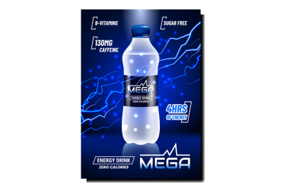 Mega Energy Drink Creative Promotion Banner Vector