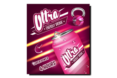 Ultra Energy Drink Creative Promo Poster Vector