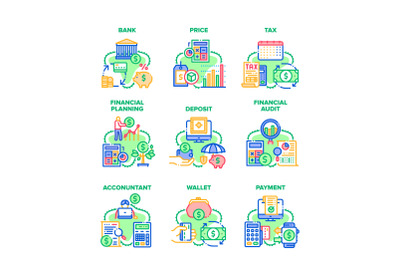 Finance Operation Set Icons Vector Illustrations