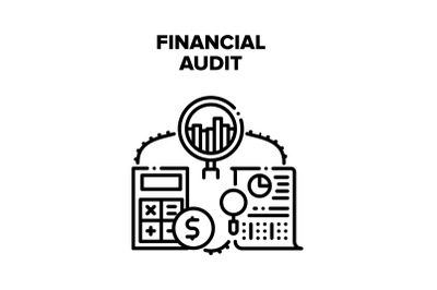 Financial Audit Vector Black Illustrations