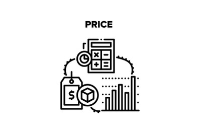 Price Selling Vector Black Illustrations