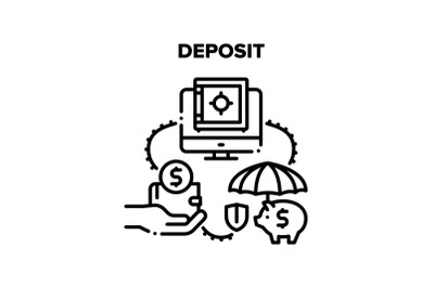 Deposit Finance Vector Black Illustrations