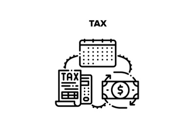 Tax Payment Vector Black Illustrations