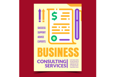 Business Consulting Services Promo Poster Vector