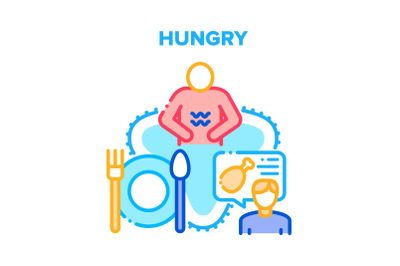 Hungry Human Vector Concept Color Illustration