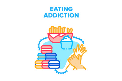 Eating Addiction Vector Concept Color Illustration