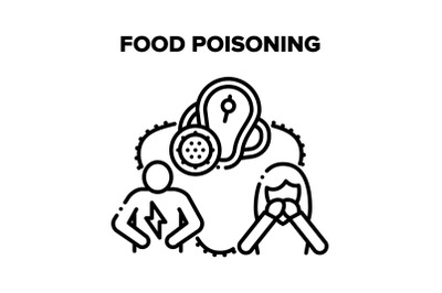 Food Poisoning Vector Black Illustrations