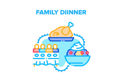 Family Dinner Vector Concept Color Illustration