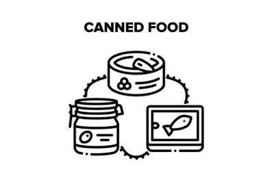 Canned Food Vector Black Illustrations